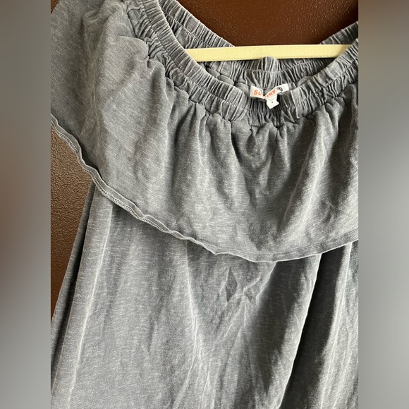 Sundry Gray Ruffle Elastic Mini Dress Cotton Size 2 small - Picture 5 of 8